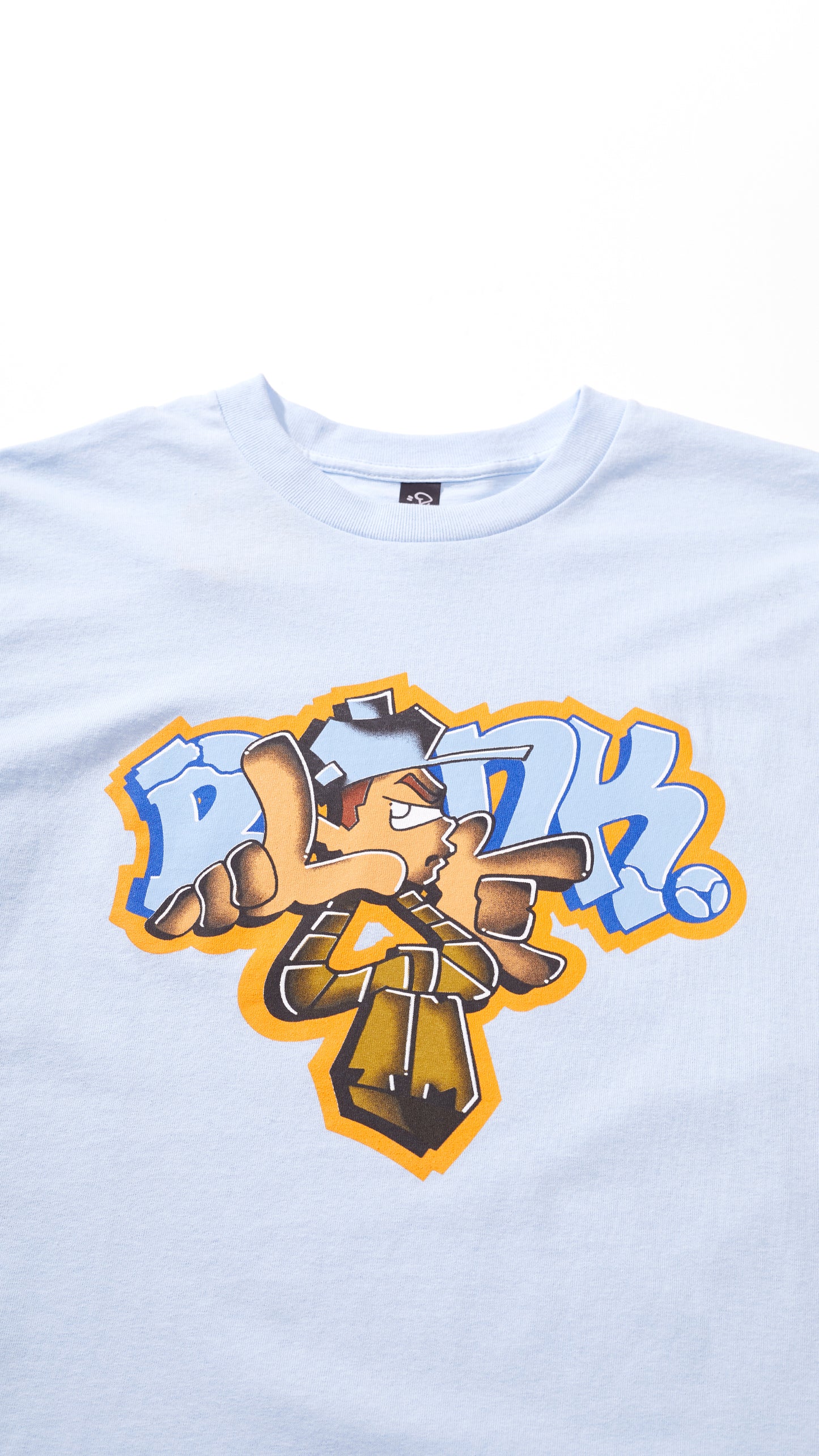 SMEL graphic t-shirt blue with graffiti-inspired print by Blank TM