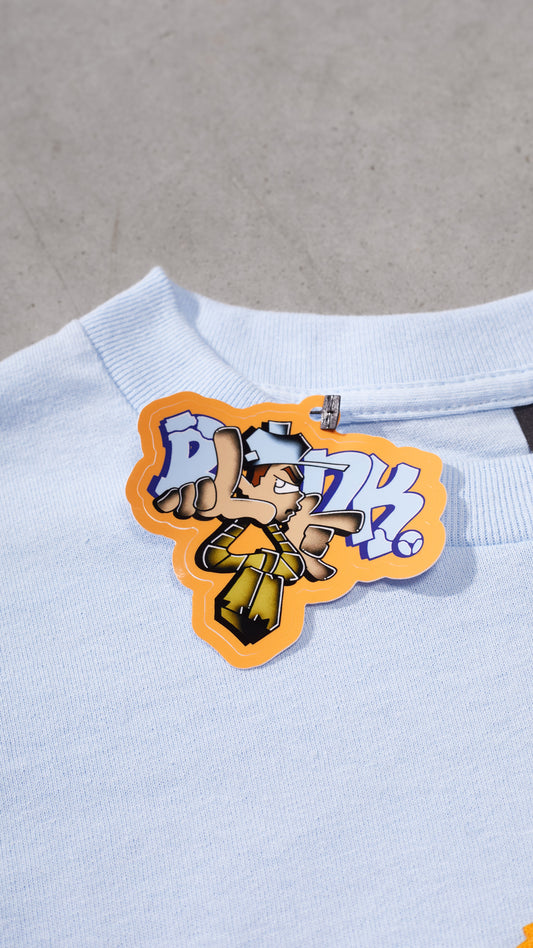 SMEL graphic t-shirt blue featuring original artwork by Blank TM