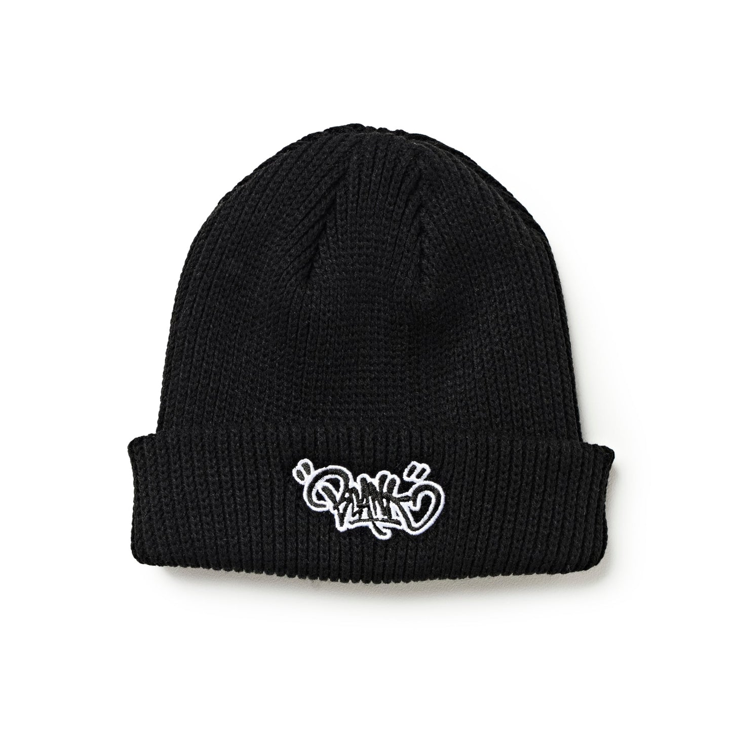 UPLIFT TAG CABLE KNIT BEANIE - BLACK