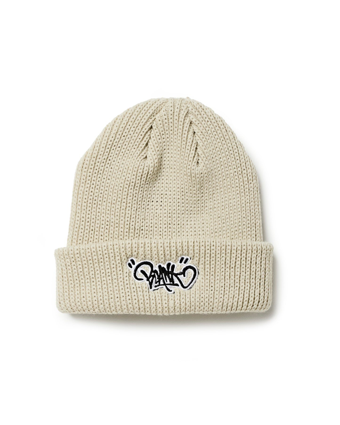 UPLIFT TAG CABLE KNIT BEANIE - BONE
