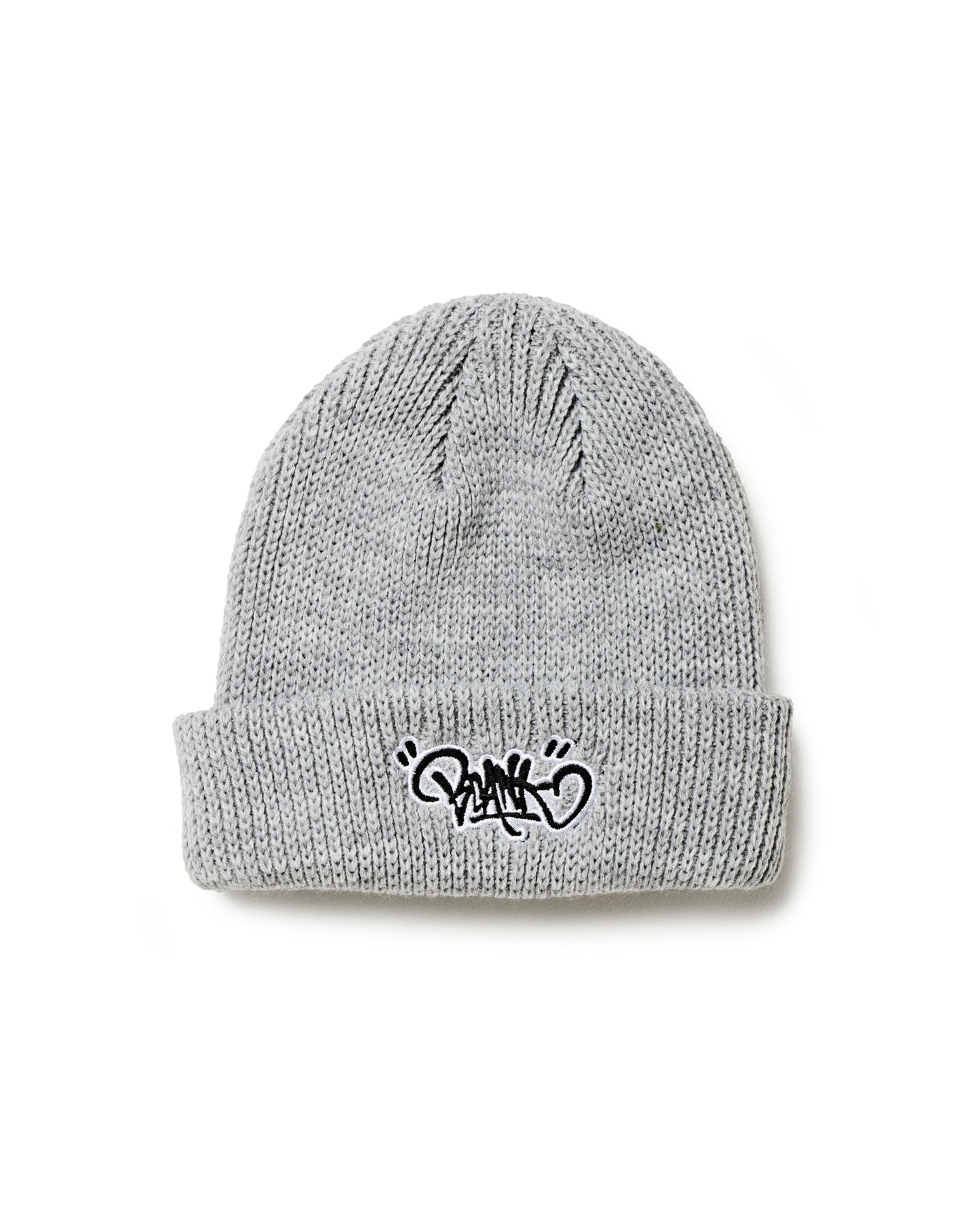 UPLIFT TAG CABLE KNIT BEANIE - HEATHER GREY