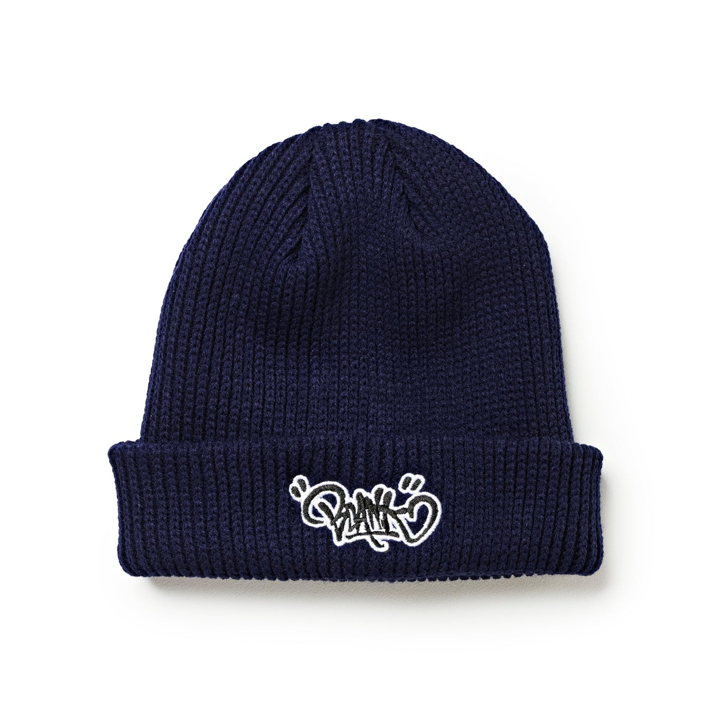 UPLIFT TAG CABLE KNIT BEANIE - NAVY
