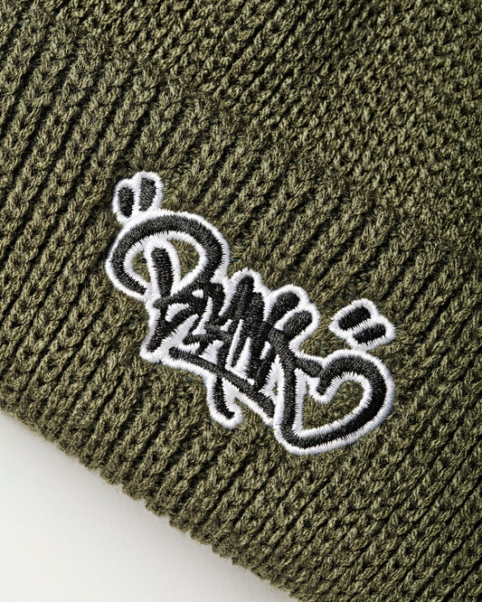 UPLIFT TAG CABLE KNIT BEANIE - ARMY