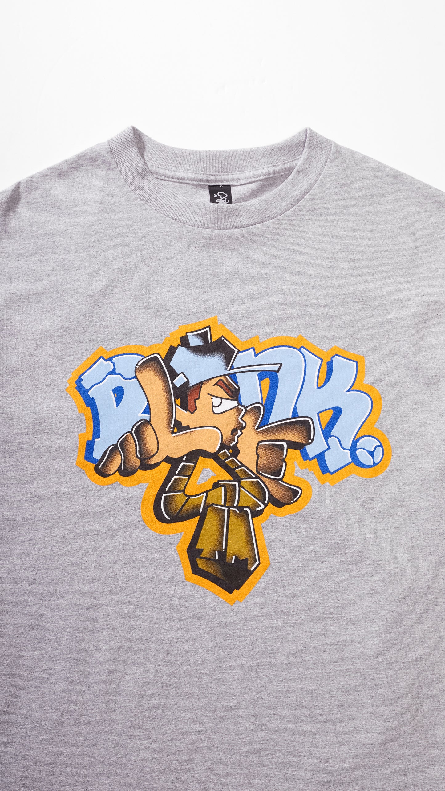 SMEL graphic t-shirt heather grey featuring original artwork by Blank TM