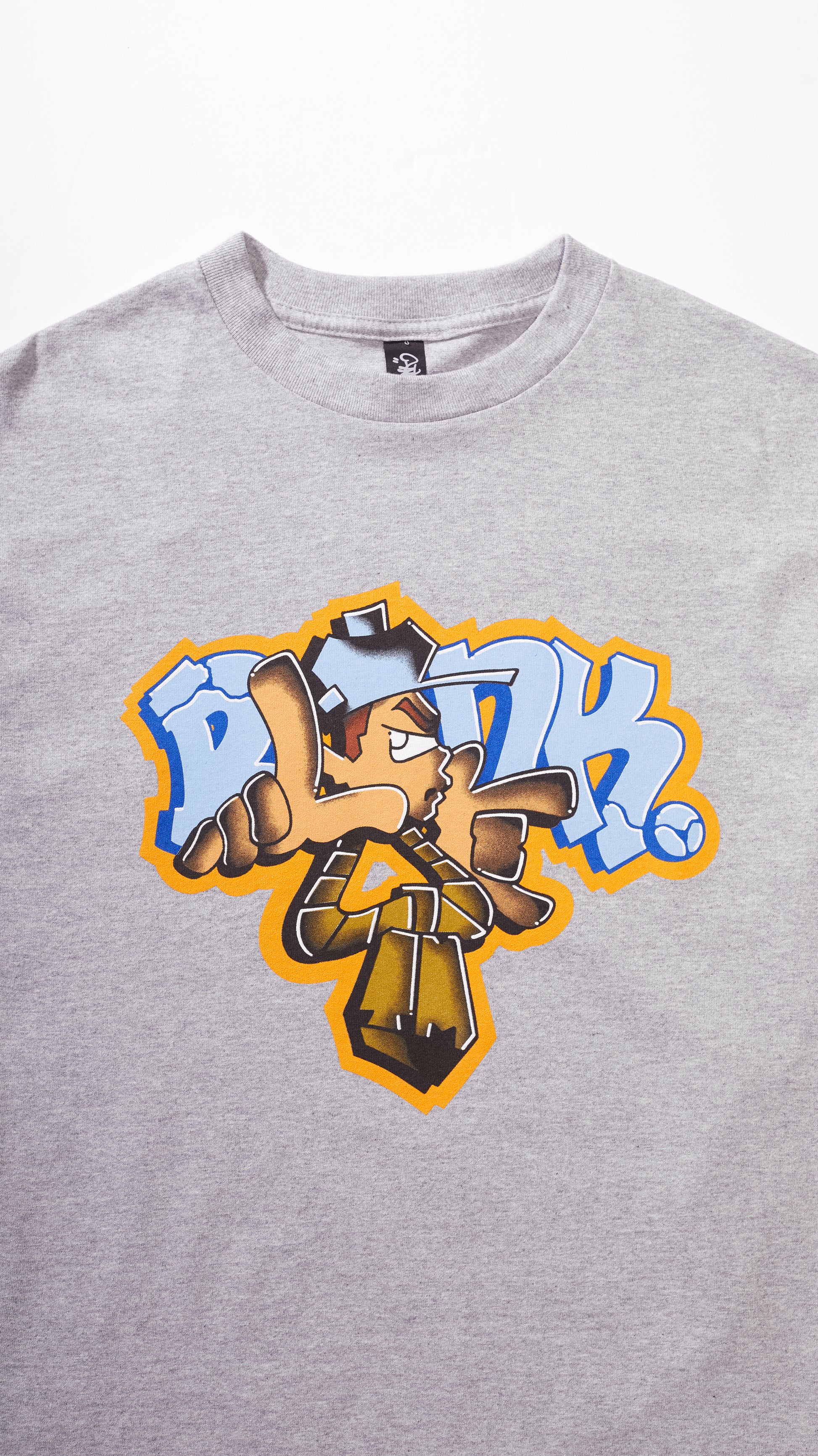 SMEL graphic t-shirt heather grey featuring original artwork by Blank TM