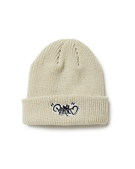 UPLIFT TAG CABLE KNIT BEANIE - BONE