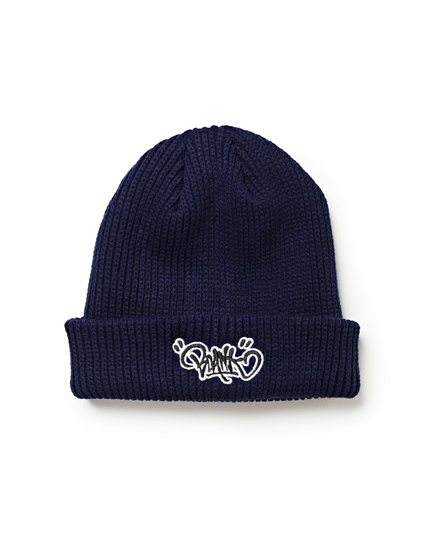UPLIFT TAG CABLE KNIT BEANIE - NAVY