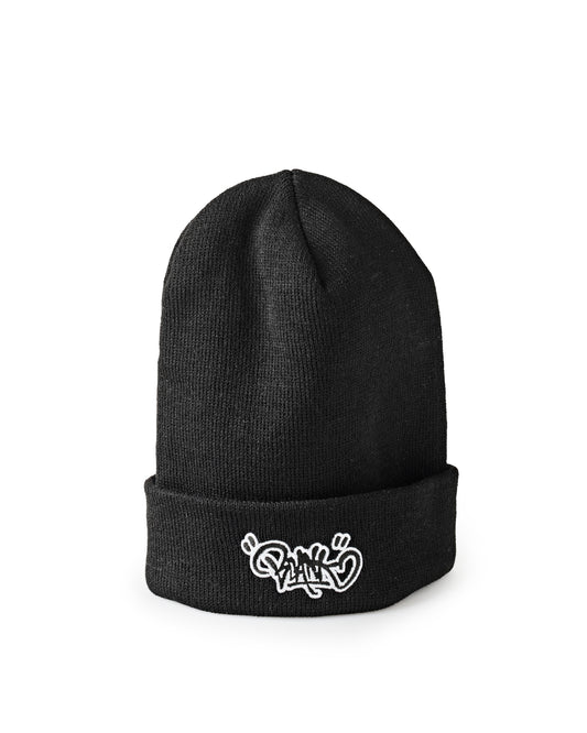 UPLIFT TAG ROLLER KNIT BEANIE - BLACK