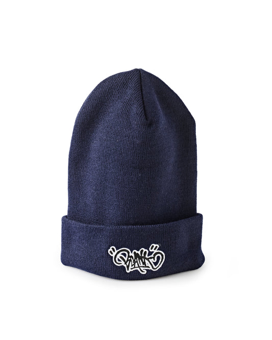 UPLIFT TAG ROLLER KNIT BEANIE - NAVY