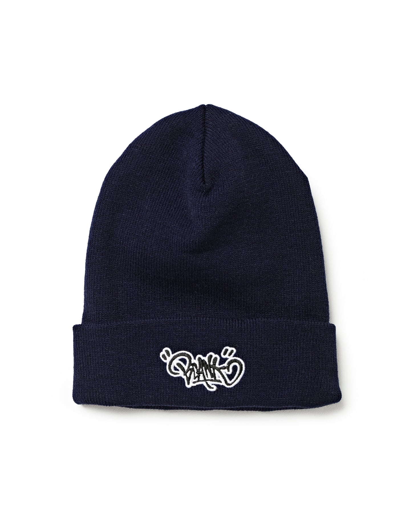 UPLIFT TAG ROLLER KNIT BEANIE - NAVY