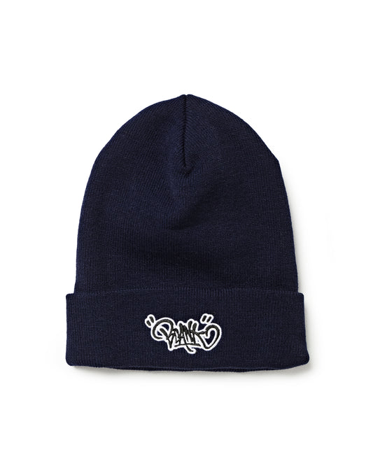 UPLIFT TAG ROLLER KNIT BEANIE - NAVY