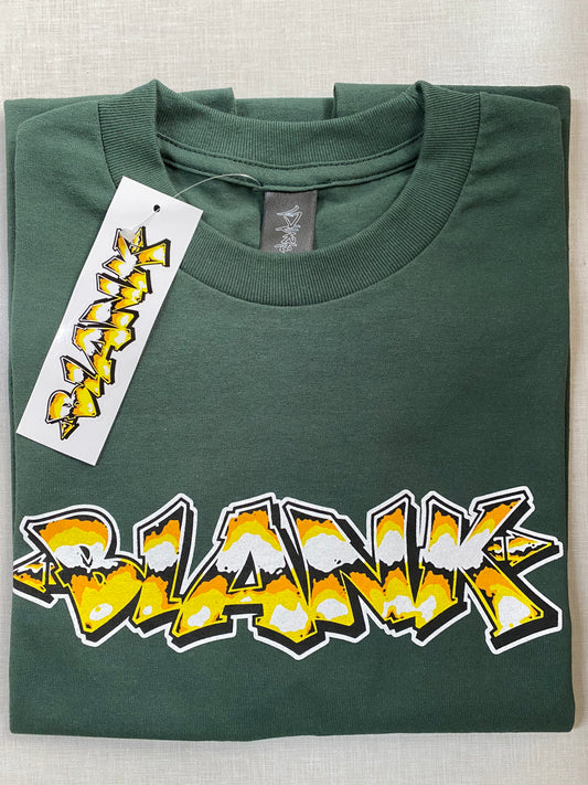 Goldie green graphic tee featuring in-house artwork by Blank TM